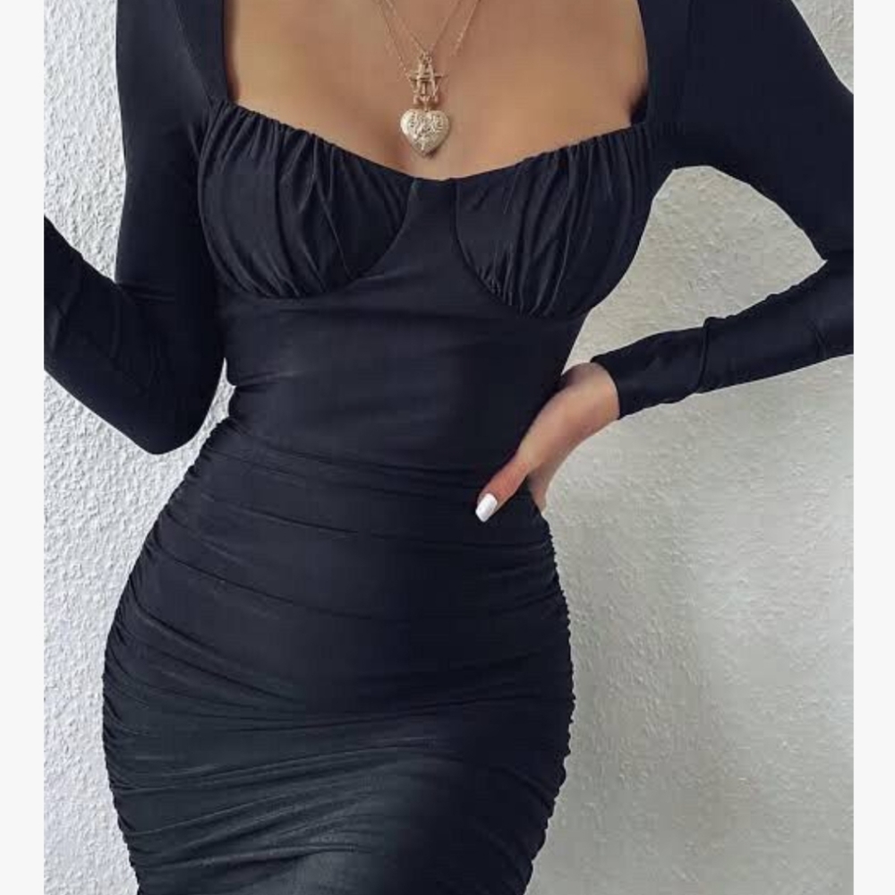 Tiger Mist black Ismay ruched dress - Picture 1 of 13